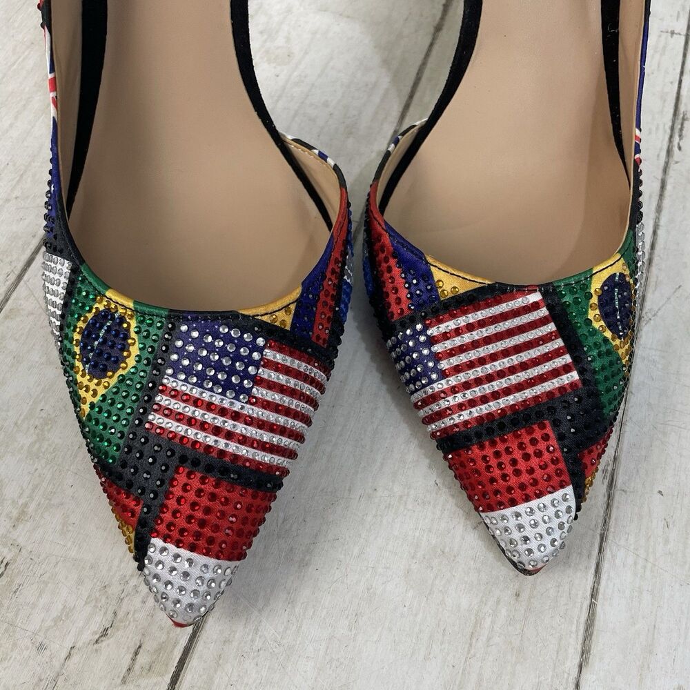INC International Concepts Colorful Flag Kenjay D'OrsayHeels, Size 8.5 - Picture 4 of 11